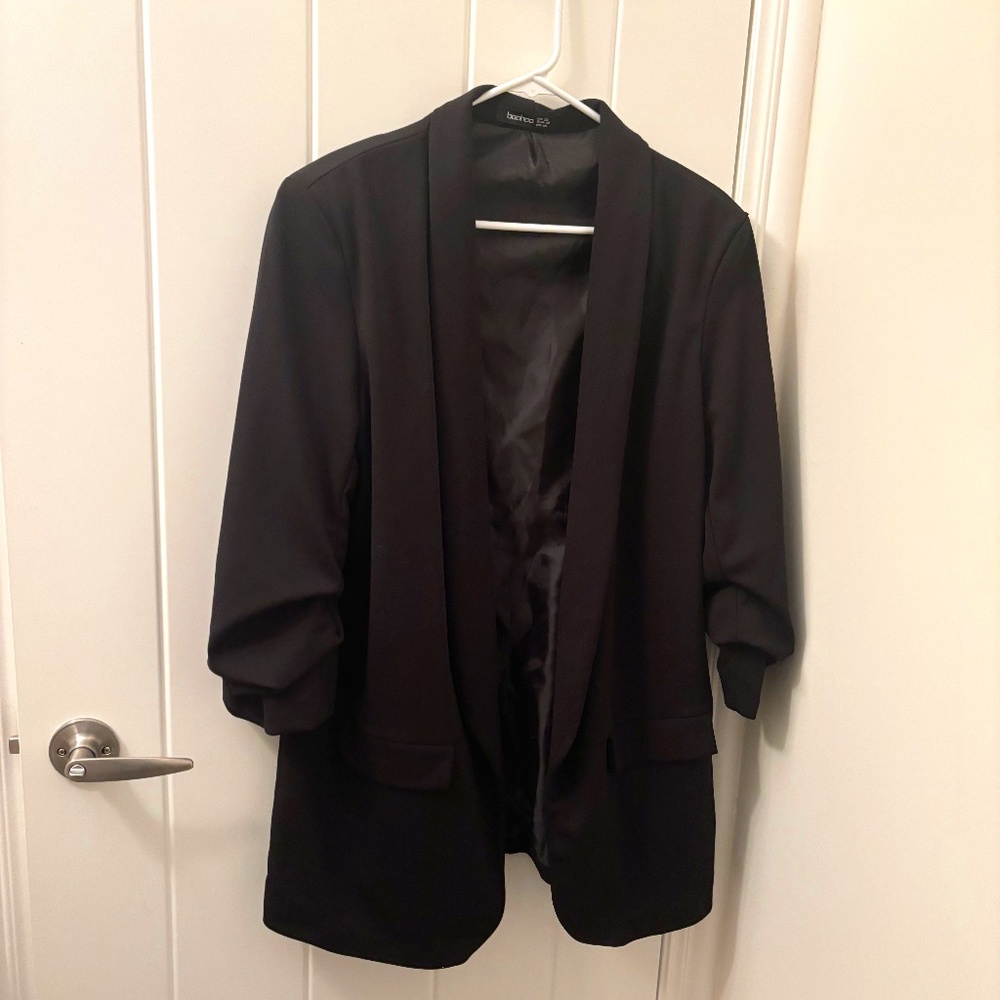 Black open front blazer